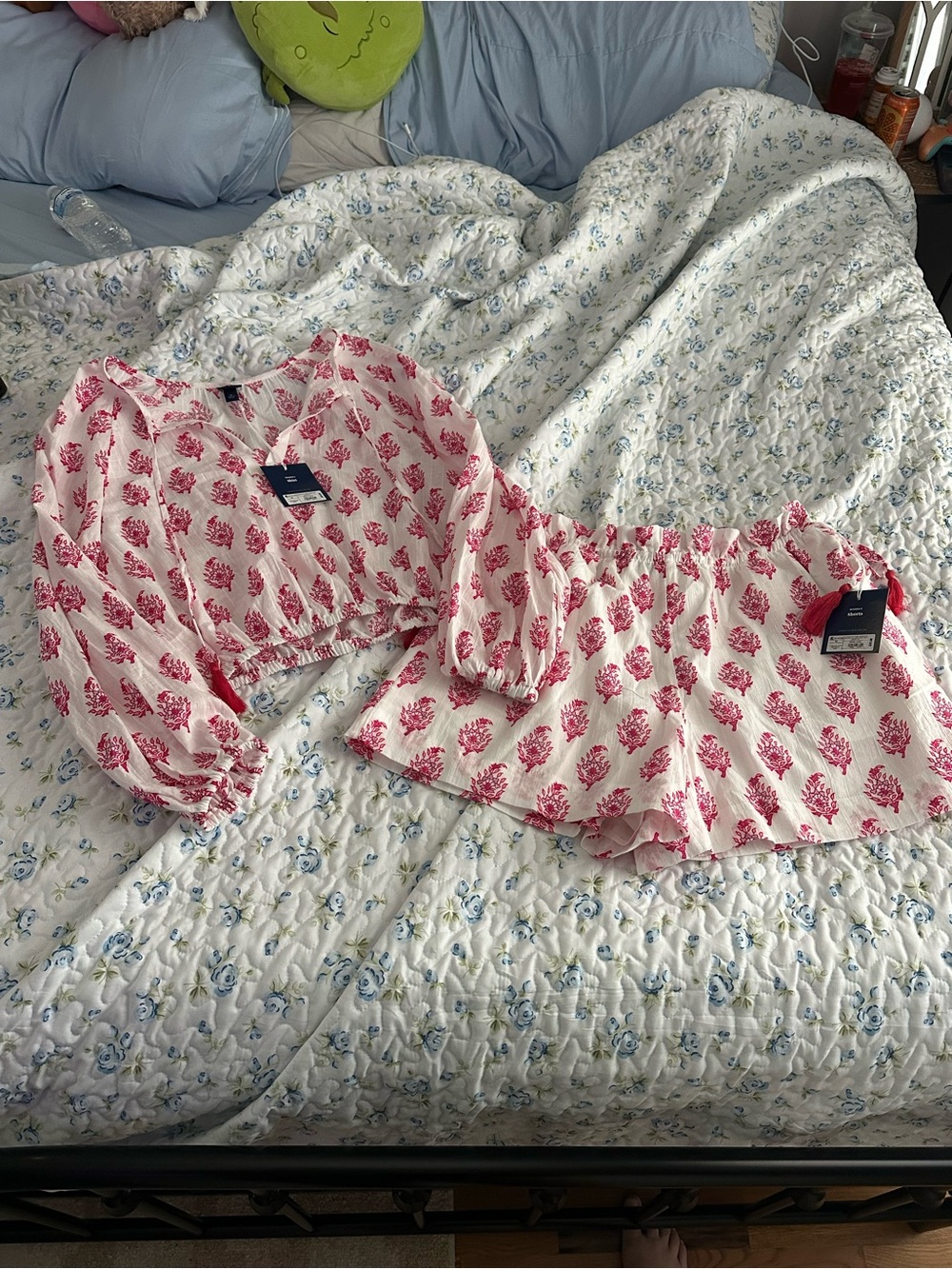 Roller rabbit x target Two-Piece Floral Pink Print Crop Top + Skirt Set